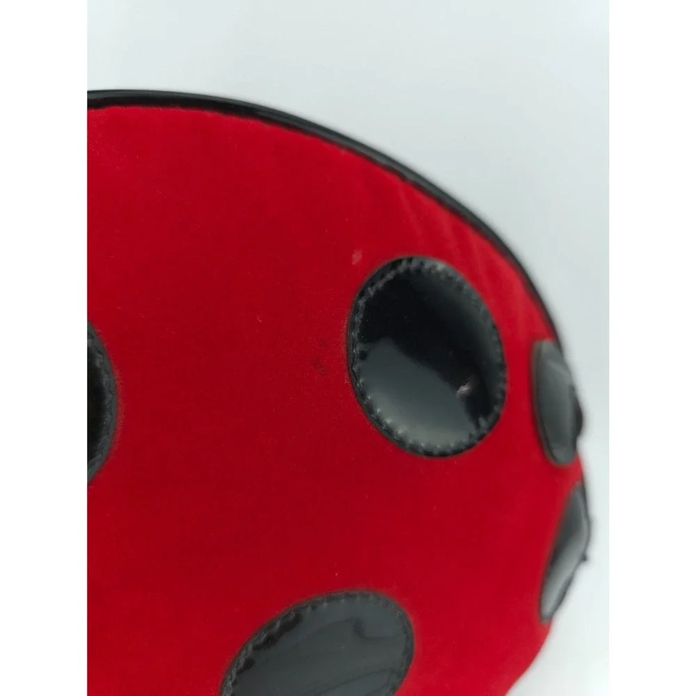 Y2K 90s Velveteen‎ Polka Dot Ladybug Backpack Purse Red Black Zipper